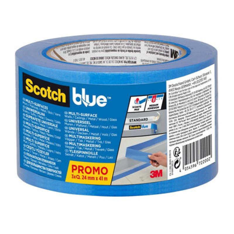 Image of Scotch ScotchBlue Multi Surface Masking Tape 24mm x 41m (Pack of 3) 7100289932 7100289932