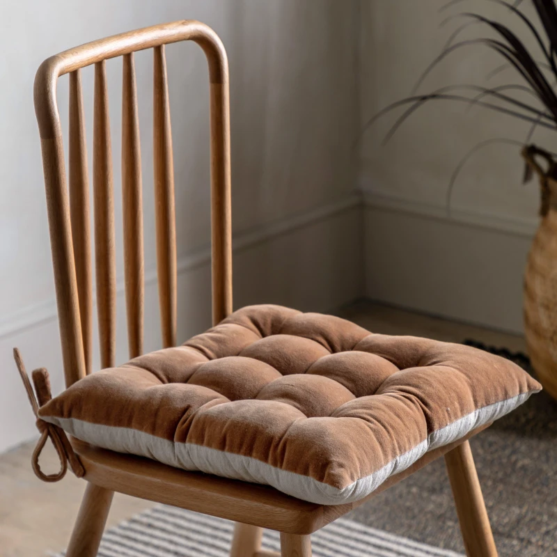 Image of Gallery Cotton Velvet Seatpad Natural 430x430mm Tan unisex 43x43cm
