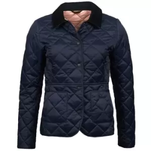Image of Barbour Womens Deveron Quilted Jacket Navy/Pale Pink 16