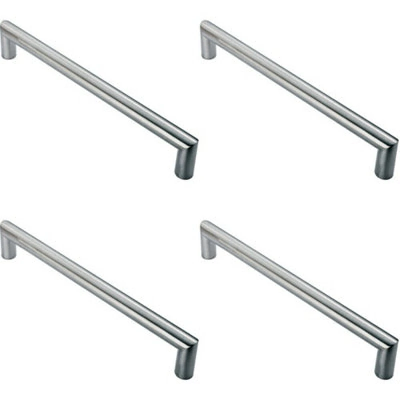 Image of Loops 4x Mitred Round Bar Pull Handle 106 x 10mm 96mm Fixing Centres Satin Steel Metallics unisex