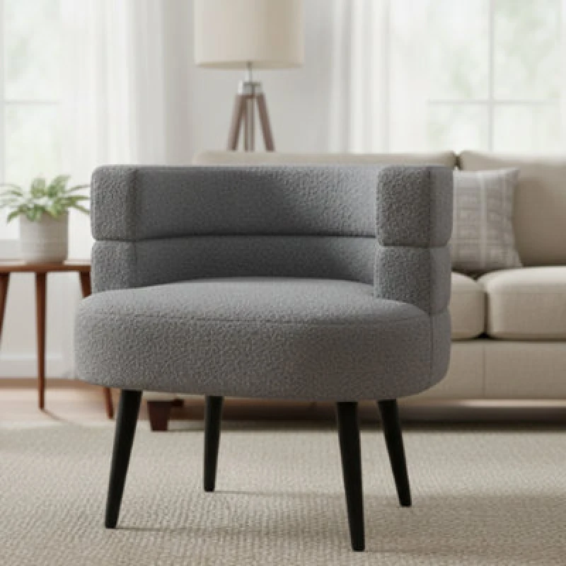Image of Alivio Sherpa Sofa Chair for Living Room Dining Room Makeup Office Reception in Grey Grey Unisex