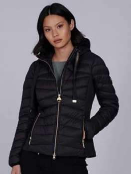 Image of Barbour International Grid Quilted Jacket - Black, Size 16, Women