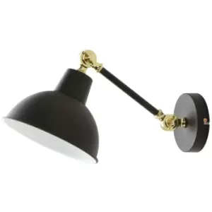 Image of Zumaline Apus Dome Wall Lamp, Matt Black, Gold, White, 1x E27