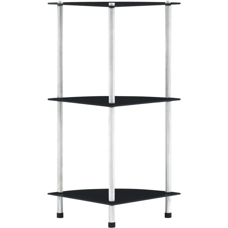 Image of vidaXL 3-Tier Shelf Tempered Glass 30x30x67cm Bookshelf Showcase Display Stand
