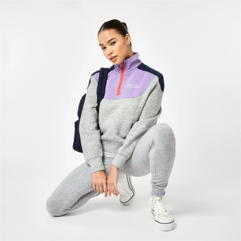 Image of Jack Wills Hatfield Colour Block Half Zip Track Top - Grey Marl