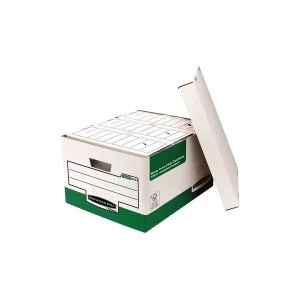 Image of Bankers Box by Fellowes Storage Box Foolscap WhiteGreen Ref 00791 10 Pack
