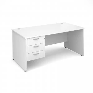 Image of Maestro 25 PL Straight Desk With 3 Drawer Pedestal 1600mm - White pane