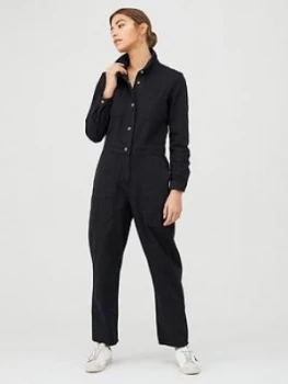 Image of Whistles Gabby Denim Jumpsuit - Washed Black