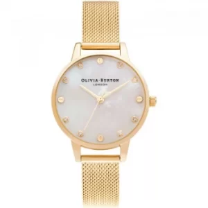Image of Olivia Burton Midi Dial with Screw Detail Pale Gold Mesh Watch