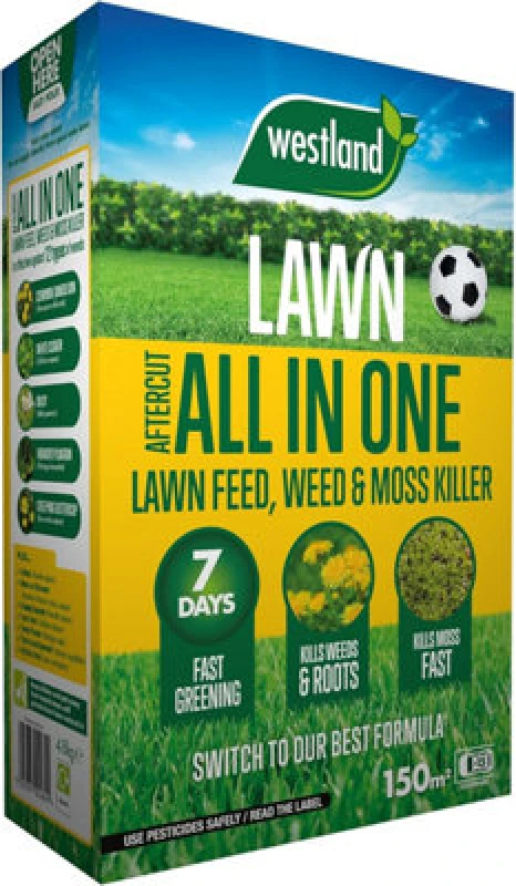 Image of Aftercut All-in-One Lawn Feed, Weed & Moss Killer - 150m²