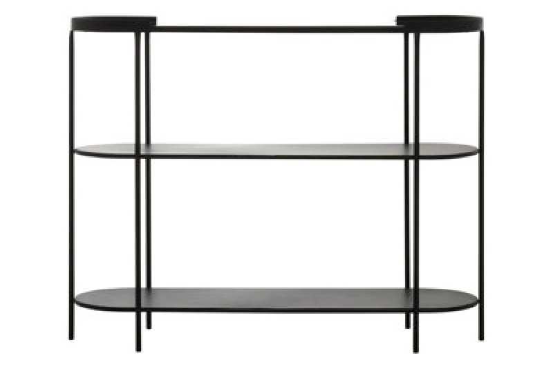 Image of Premier Housewares Console Table, Black Console Table with Glass Top, Glass and Metal Console Table, Three Tier Hallway Table Black