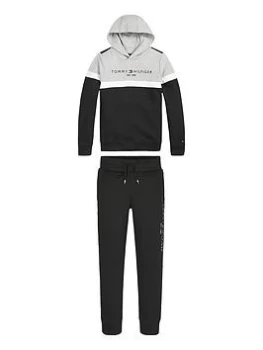 Image of Tommy Hilfiger Boys Colorblock Hoodie Set - Black, Size Age: 14 Years