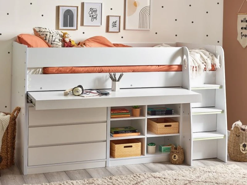 Image of Julian Bowen Vespa White Wooden Cabin Bed Frame - 3ft Single