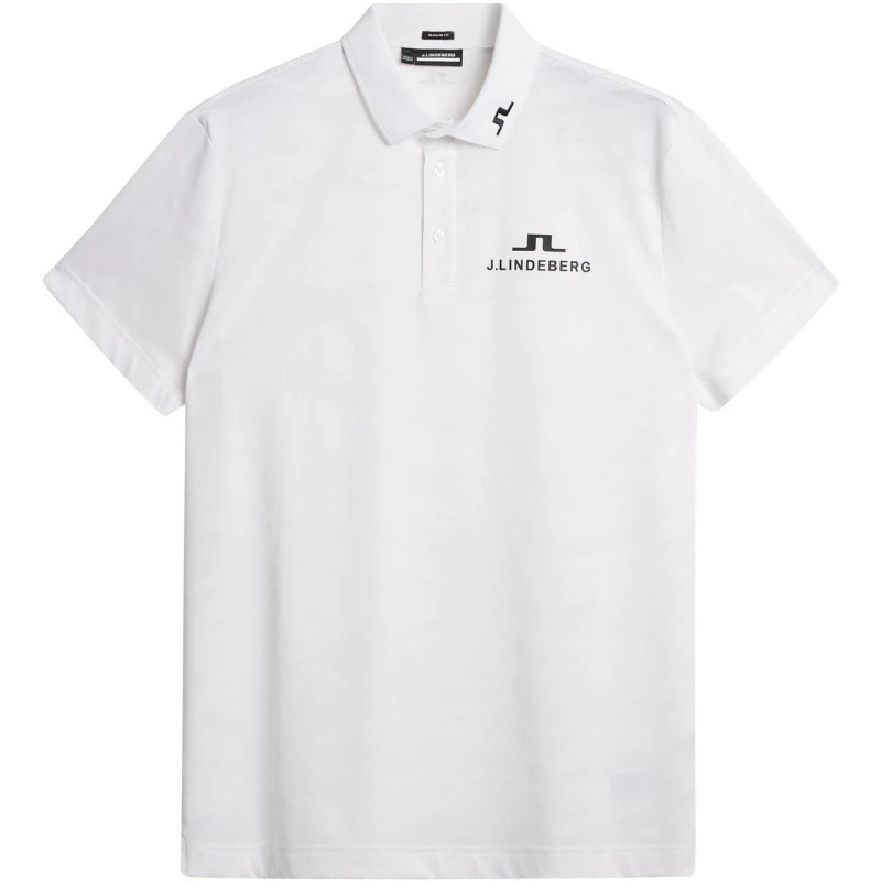 Image of J Lindeberg Golf Mens Short-Sleeve Performance Polo Shirt White male Large