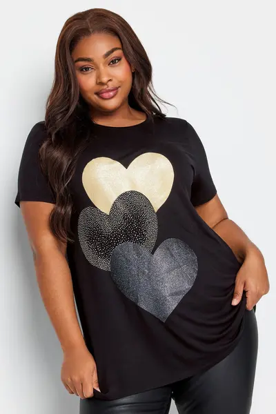 Image of Yours Heart Print T-Shirt Black