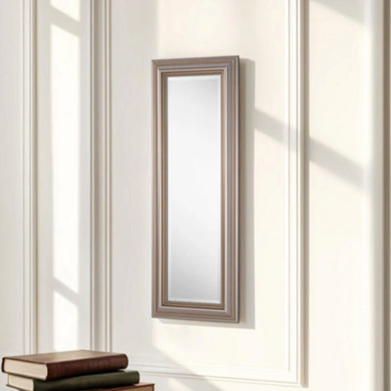 Image of Yearn Mirrors Yearn Mirrors Classic Champagne Beaded Mirror 131x47cm in Silver Silver One Size Unisex 0716053065216