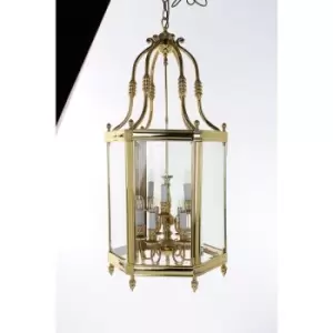 Image of Suspension lanterne Regal Laiton poli ampoules 124cm