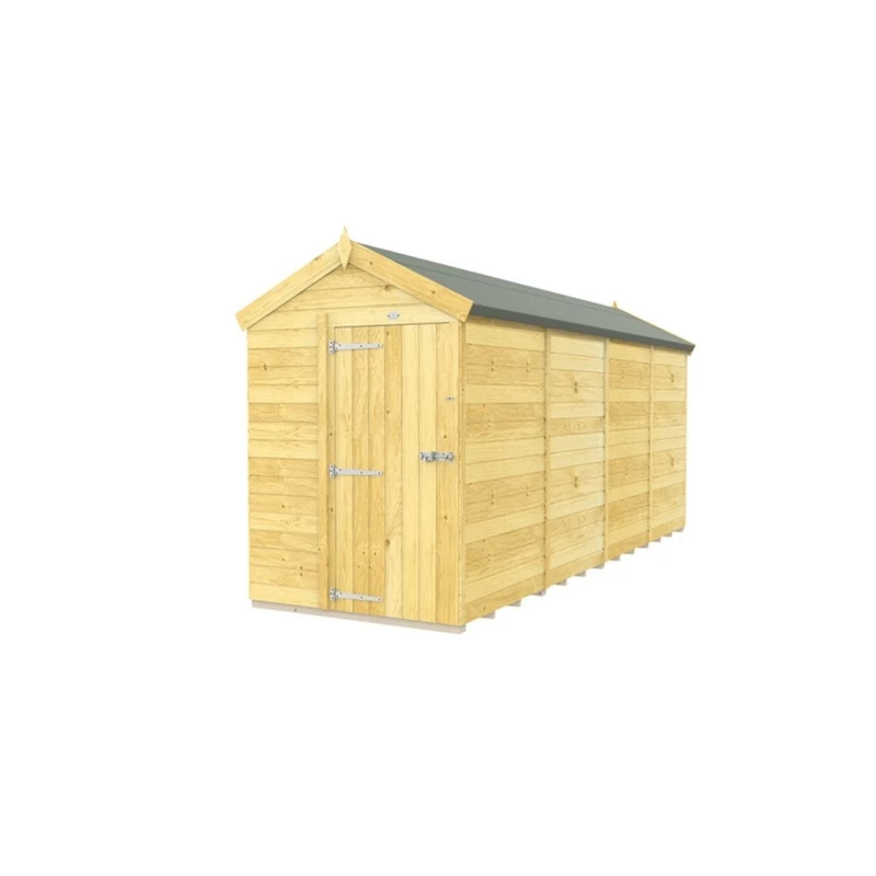 Image of Buttercup Farm 5 x 16 Feet Apex Shed - Single Door W/O Window - L472 x W147 x H217cm in Brown Brown Unisex