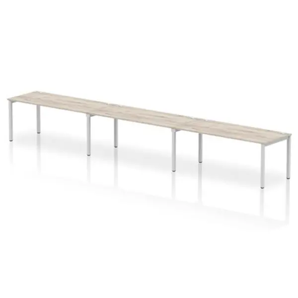 Image of Impulse Impulse Bench Single Row 3 Person 1800 Silver Frame Office Bench Desk Grey Oak IMBS318GRYS