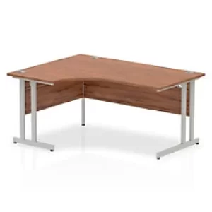 Image of Dynamic Corner Left Hand Crescent Desk Walnut MFC Cantilever Leg Grey Frame Impulse 1600/1200 x 600/800 x 730mm