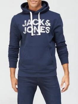 Image of Jack & Jones Chest Logo Hoodie - Navy Size M Men