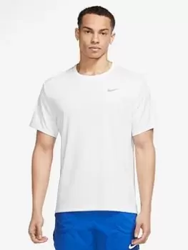 Image of Nike Run Miler T-Shirt- White, Size S, Men