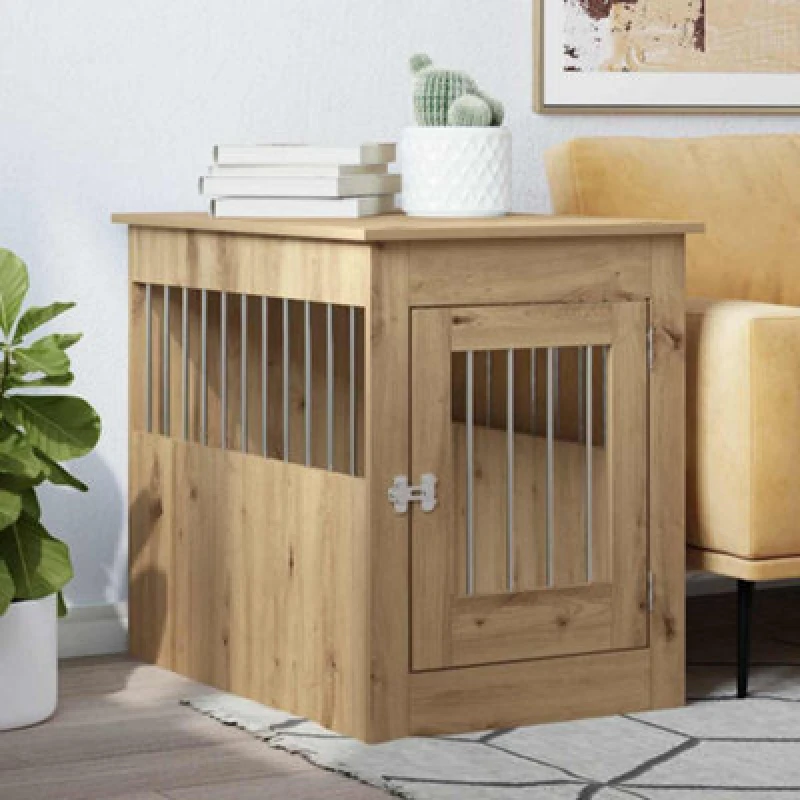 Image of Vidaxl Dog Crate Furniture Artisan Oak 55X80X68cm Engineered Wood