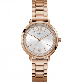 Image of Guess Silver And Rose 'Posh' Watch - W1231L3
