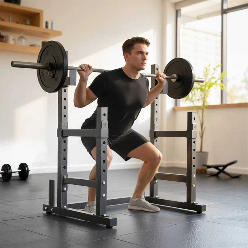 Image of SPORTNOW Adjustable Squat Rack, Barbell Rack Stand, Max Load 300kg in Black Unisex
