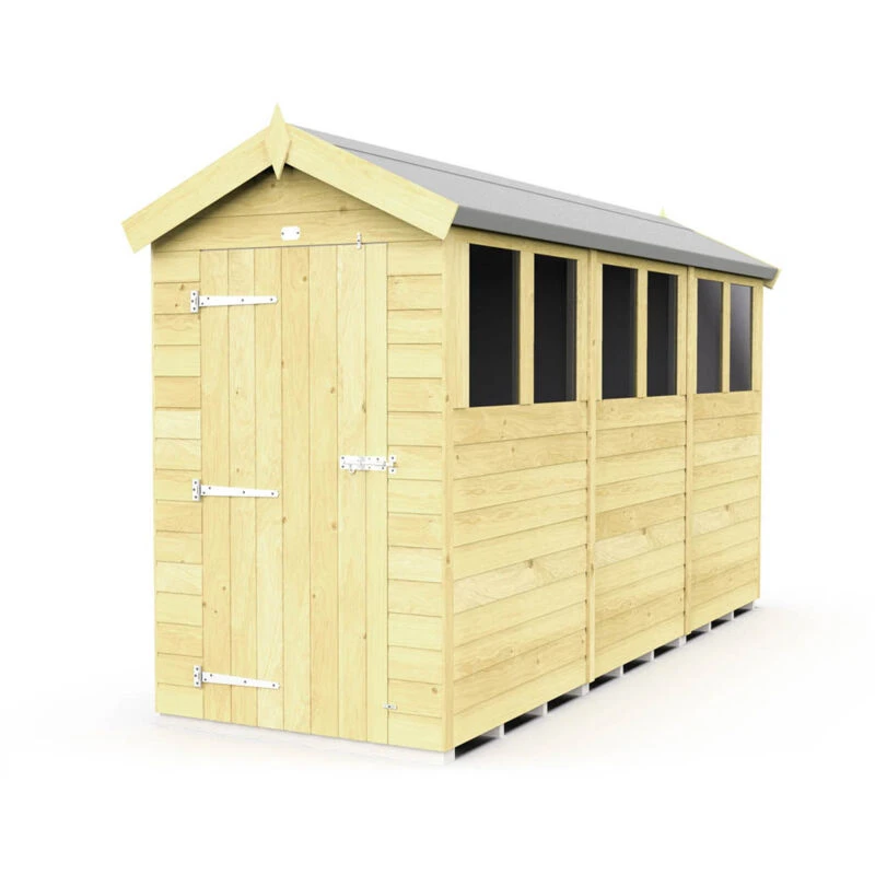 Image of Flat Pack Sheds DIY Sheds 4 x 12 Apex Shed, Brown 4X12AFF