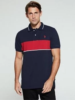Image of U.S. Polo Assn. U.s Polo Assn Banded Tipped Polo Shirt Reg Fit, Navy, Size S, Men