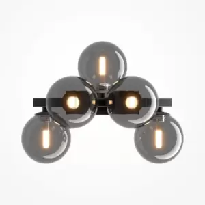Image of Maytoni Dallas Modern 5 Light Wall Lamp Black, Smoky Shade, G9