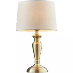 Image of Loops - Table Lamp Antique Brass Plate & Natural Linen 60W E27 gls Base & Shade