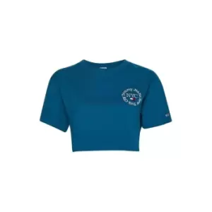 Image of Tommy Jeans Timeless Cropped T-Shirt - Blue