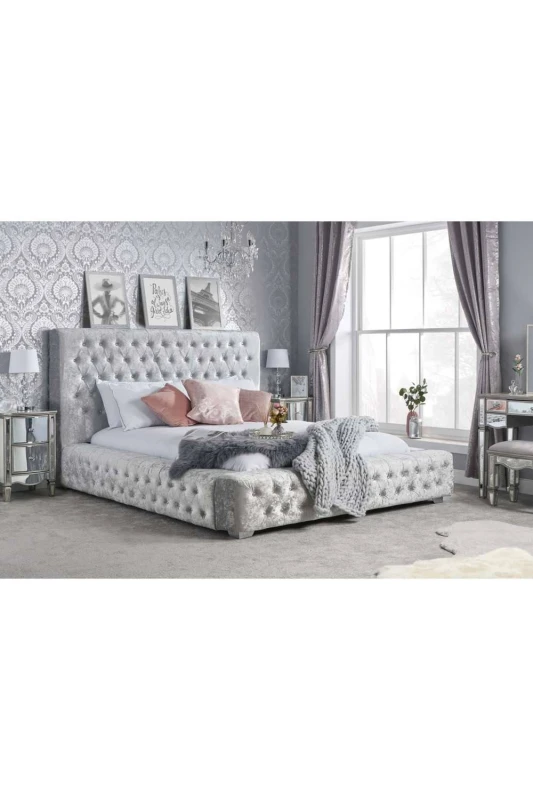 Image of Birlea Grande 6ft Super King Size Steel Crushed Velvet Bed Frame