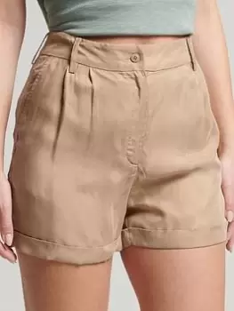 Image of Superdry Studios Cupro Short -beige, Beige, Size 14, Women