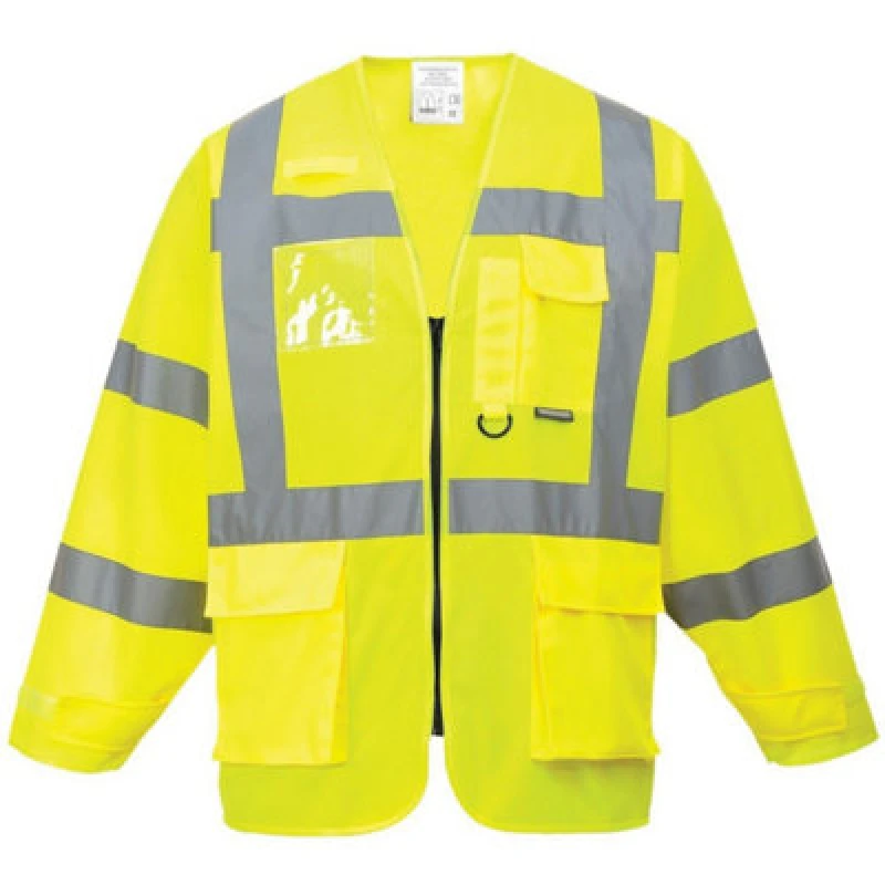 Image of Portwest Executive Long Sleeve Hi Vis Waistcoat S475YERM Colour: Yellow