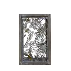 Image of Crossland Grove Floral Lantern Natural/Grey 240x240x390Mm