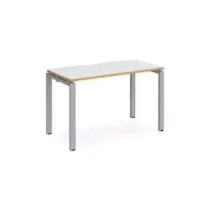 Image of Bench Desk Single Person Starter Rectangular Desk 1200mm White/Oak Tops With Silver Frames 600mm Depth Adapt