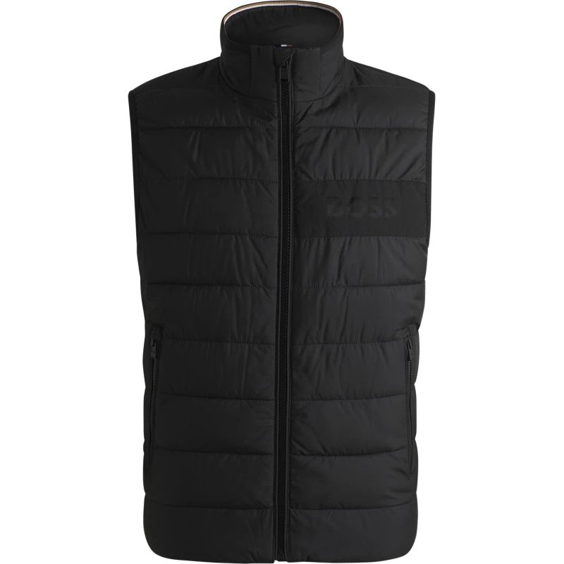Image of Boss Mens H-Cenito Padded Water-Repellent Stand Collar Sleeveless Gilet Black 001 male Small