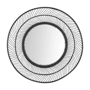Image of Olivia's Bali Bamboo Round Wall Mirror Small in Black