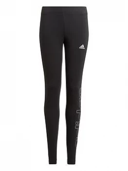 Image of adidas Junior Girls Linear Legging - Black/White, Size 3-4 Years