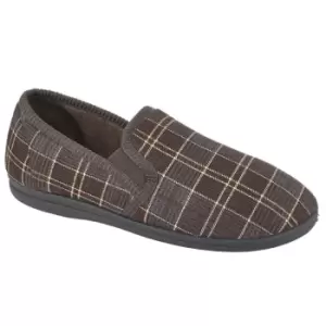 Image of Sleepers Mens Dale Checked Slippers (9 UK) (Brown)