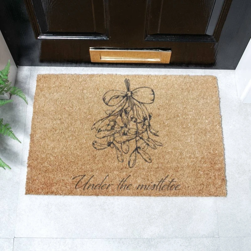 Image of Artsy Mats Mistletoe Lines Doormat, Brown 6040-MISTLETOE