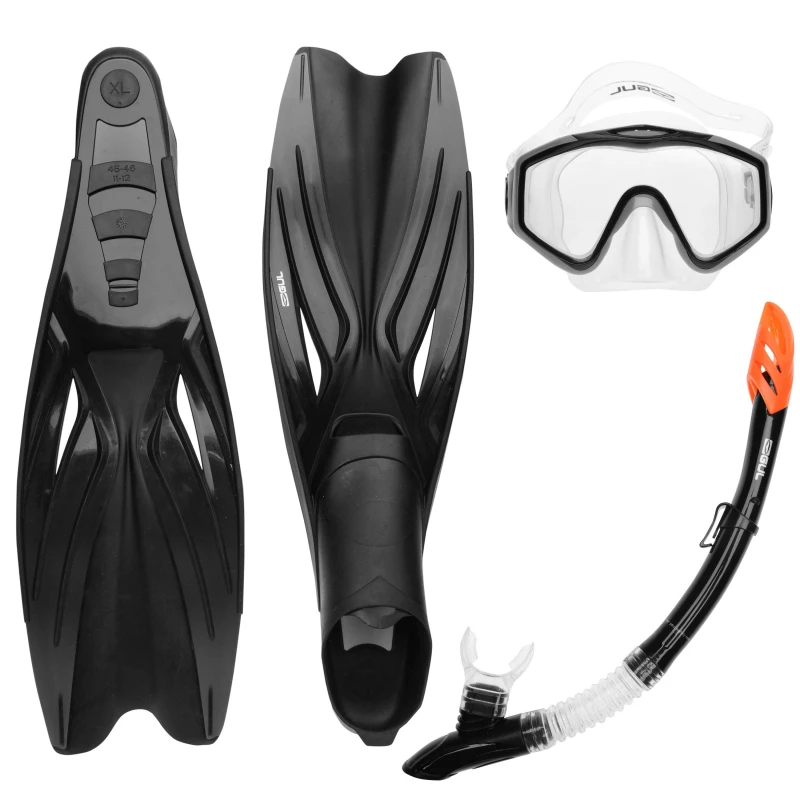 Image of Gul Premium Snorkel Mask and Fin Set for Adults Black unisex Small 6-7