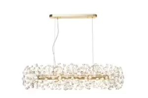 Image of Oblong Linear Pendant 10 Light G9 French Gold, Crystal