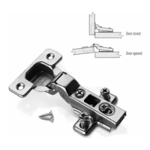 Image of Kitchen Cabinet Cupboard Wardrobe 35mm Clip-On Door Hinge Half Overlay - With Euro Screw
