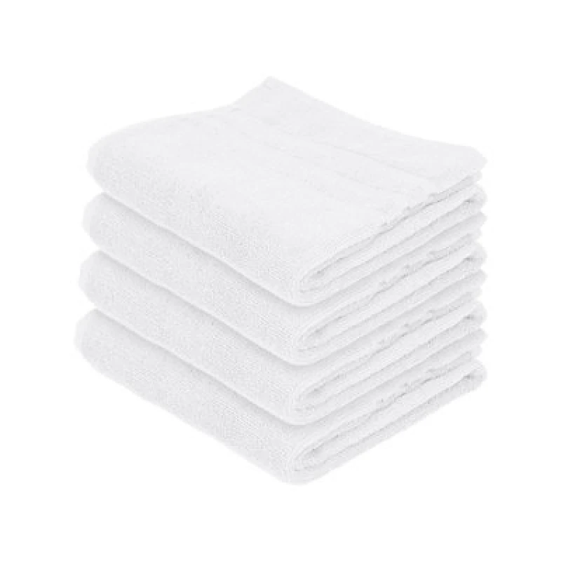 Image of Nicola Spring Cotton Hand Towels - 90Cm X 50Cm - White - Pack Of 4