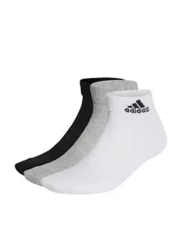 Image of adidas Sportswear Cushioned Ankle Socks 3 Pairs - Medium Grey Heather Size M Men