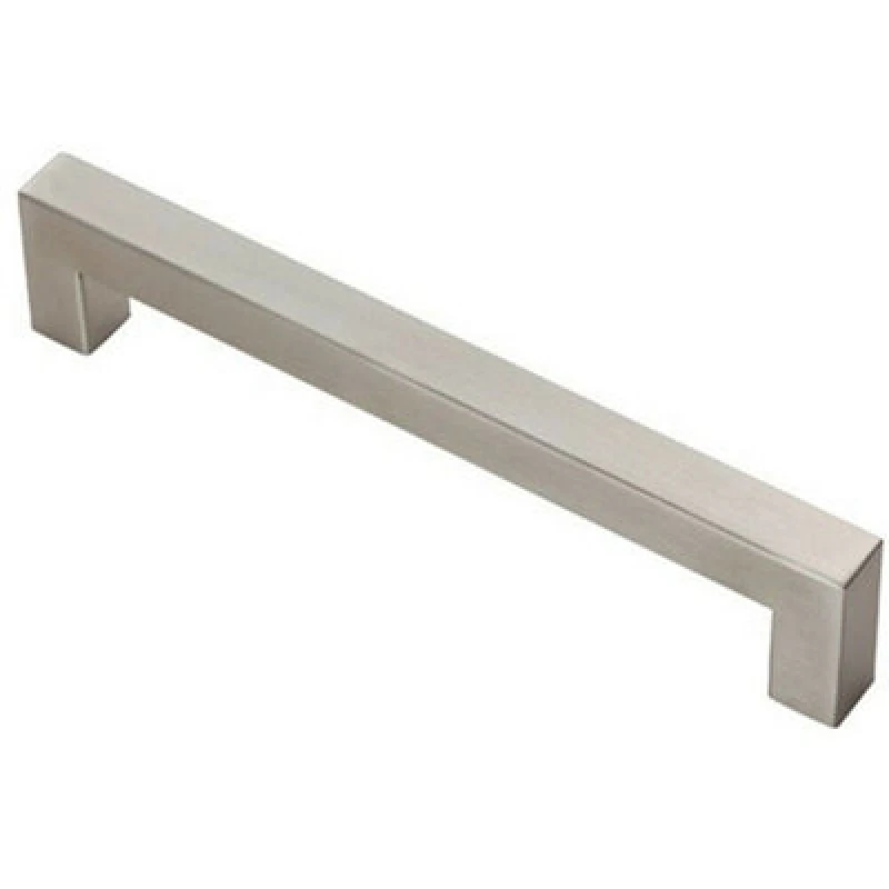 Image of Loops Square Linear Block Pull Handle 174 x 14mm 160mm Fixing Centres Satin Steel Metallics unisex